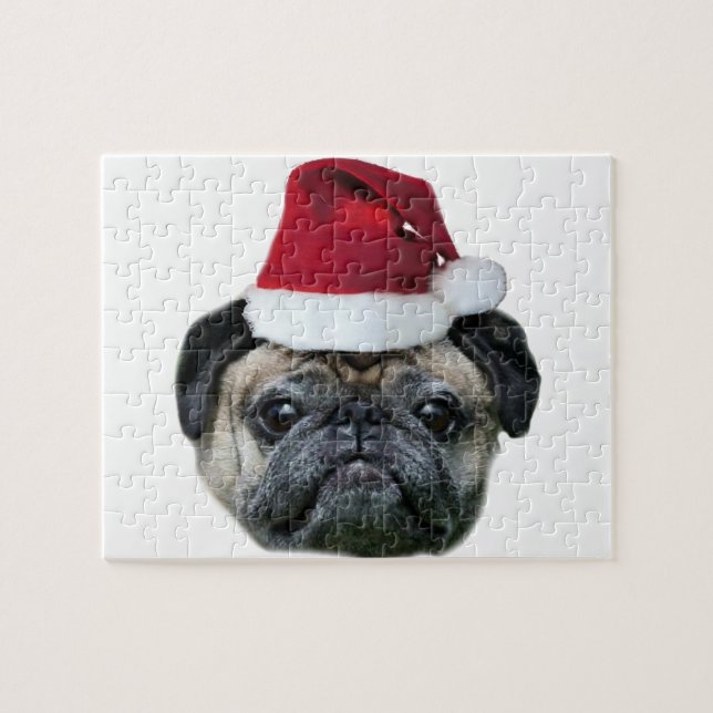 Julpug hund pussel (Horisontell)