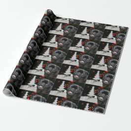 Julpug-Hund som omsluter papper Presentpapper