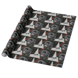 Julpug-Hund som omsluter papper Presentpapper