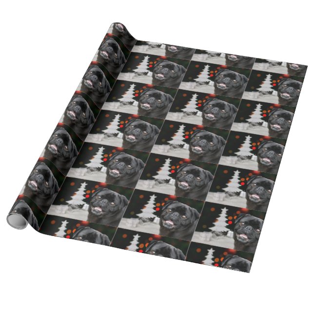 Julpug-Hund som omsluter papper Presentpapper (Utrullad)