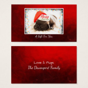 Julpug i Santa Hat Gift åt dig Visitkort