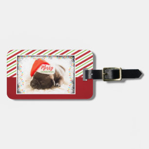 Julpug i Santa Hat med Ljus jul Bagagebricka