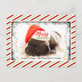 Julpug i Santa Hat med Ljus jul Helg Vykort
