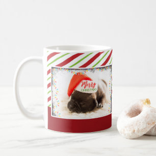 Julpug i Santa Hat med Ljus jul Kaffemugg
