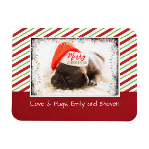 Julpug i Santa Hat med Ljus jul Magnet