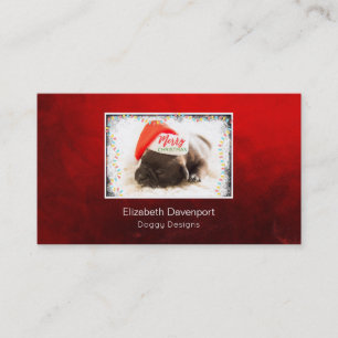 Julpug i Santa Hat med Ljus jul Visitkort
