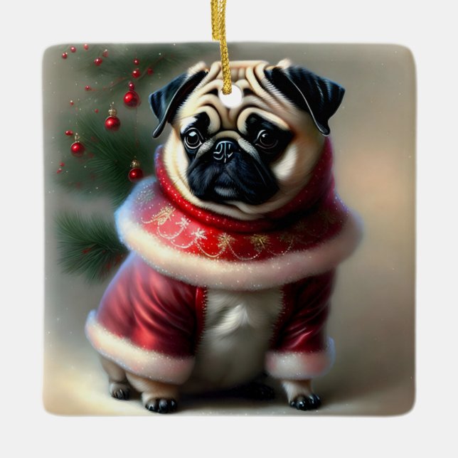Julpug Julgransprydnad Keramik (Framsida)