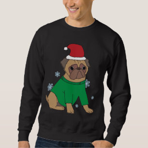 Julpug-Jumperna Festive Illustrated Pug Hund Lång Ärmad Tröja