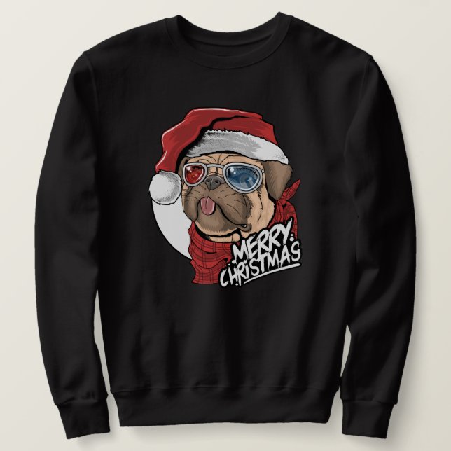 Julpug Lång Ärmad Tröja (Design framsida)