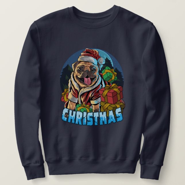 Julpug Lång Ärmad Tröja (Design framsida)
