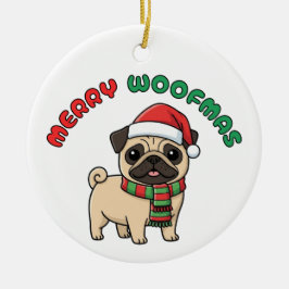 Julpug Ornament: Merry Woofmas Julgransprydnad Keramik