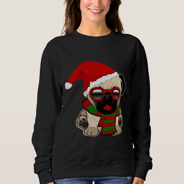 Julpug Puppy i Santa Hat Classic T-Shirt 2 (Framsida)