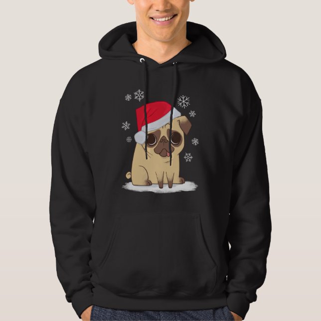 Julpug (röd) Classic T-Shirt 271 Hoodie (Framsida)