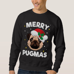 Julpug Santa Gift för Pug Älskare Merry Pugma Lång Ärmad Tröja