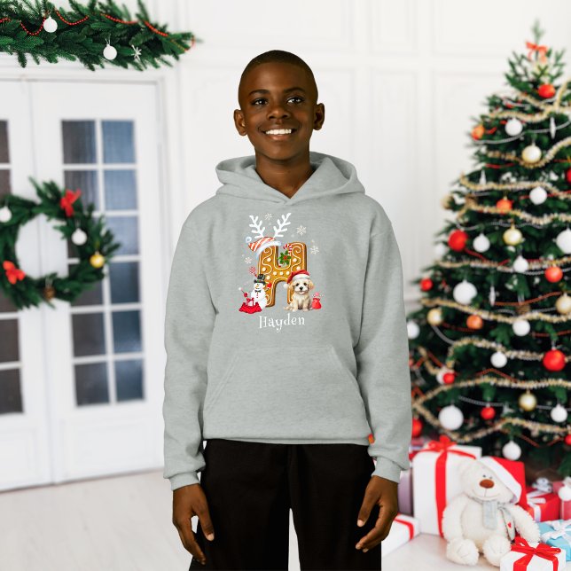 Julpuppy Gingerbröd Namn Brev Boy H T Shirt (Skapare uppladdad)