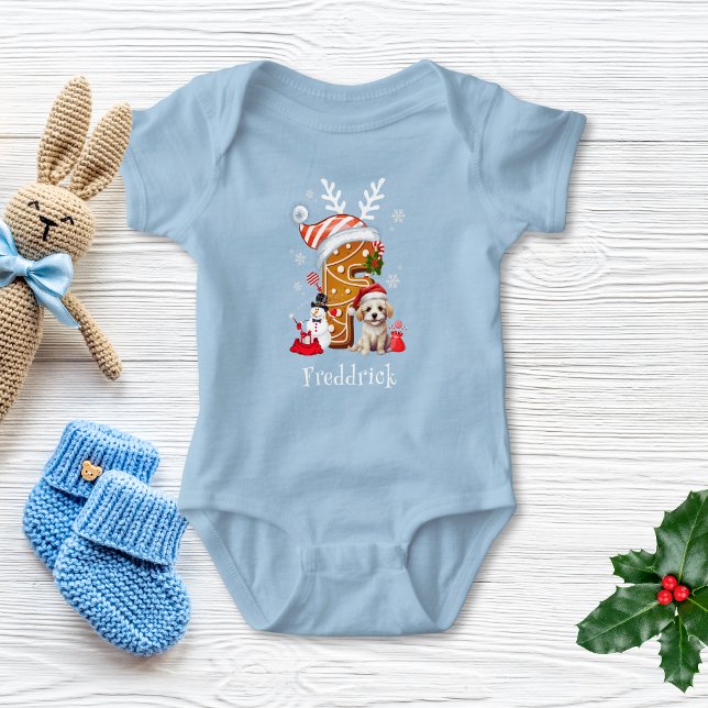 Julpuppy Gingerbröd Namn Brev F Boy T Shirt (Skapare uppladdad)