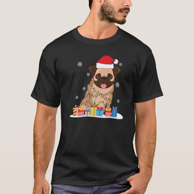 Julpusg med Julgran Ljus och Santa H T Shirt (Framsida)