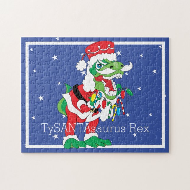 Julpussel TySANTAsaurus Rex Personalize Pussel (Horisontell)