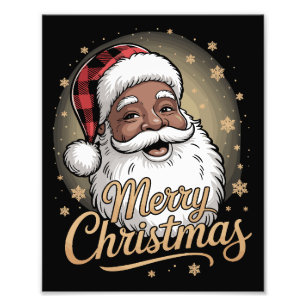 Julpyjamas för afroamerikaner Santa Claus  Fototryck