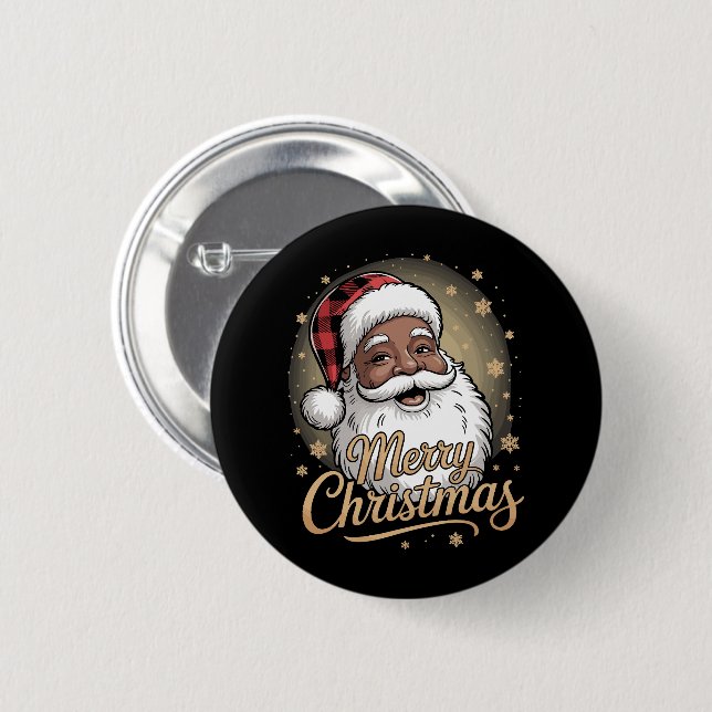 Julpyjamas för afroamerikaner Santa Claus  Knapp (Framsida & baksida)