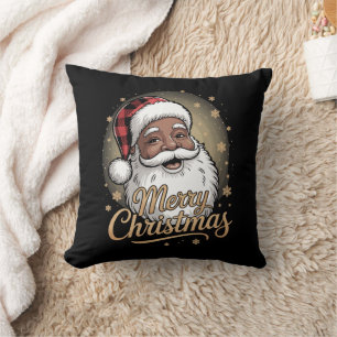 Julpyjamas för afroamerikaner Santa Claus Kudde