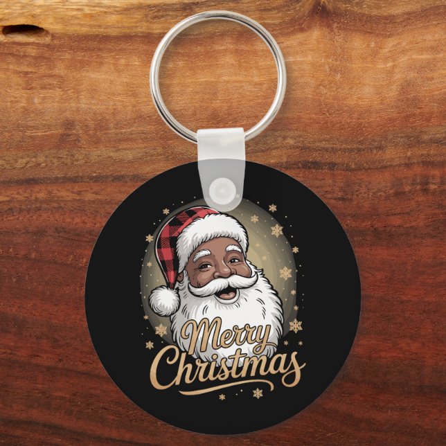 Julpyjamas för afroamerikaner Santa Claus  Nyckelring (Framsida)