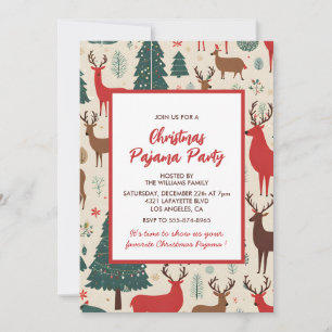 Julpyjamasparty Sömn Whimsical Deer Inbjudningar