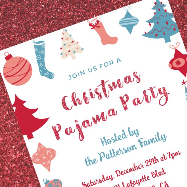 Julpyjamasparty söt illustration inbjudningar (Skapare uppladdad)