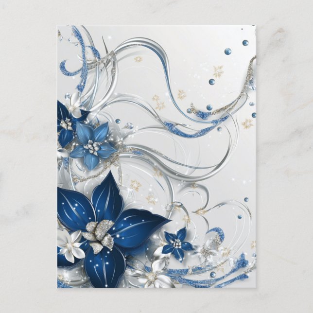 JULPYNTIA BLÅ/VIT #1 HELG VYKORT (Framsida)