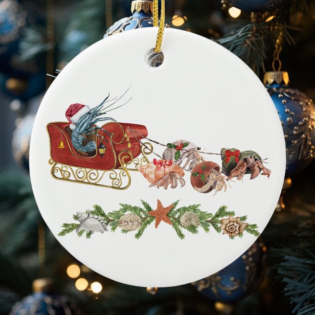Julräka Eremitkräfta Crustaceancore Släde Julgransprydnad Keramik (Skapare uppladdad)