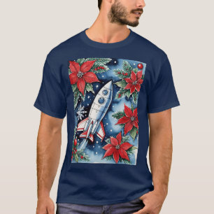Julraketuppskjutning med julstjärnor på natten t shirt