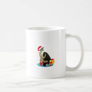 Julrandig katt och söt liten ängel kaffemugg