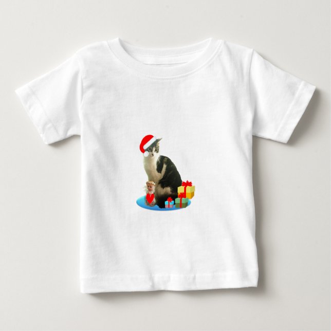 Julrandig katt och söt liten ängel tee (Framsida)