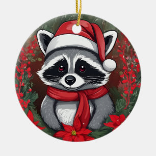Julrasism med Poinsettias Santa Hat Julgransprydnad Keramik