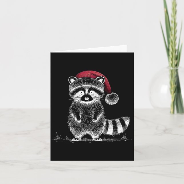 Julrasism Santa Hat Sopor Panda Raccoon Lo Kort (Framsida)