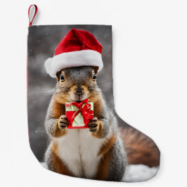 Julräv ekorre med en tomte hatt liten julstrumpa