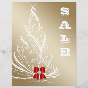 Julrea Flyer Guld Träd Röd Slinga