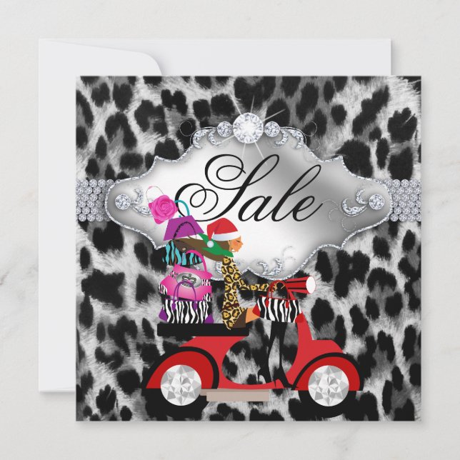 Julrea försäljningspartaj Invitation Leoparder Vit Inbjudningar (Framsida)