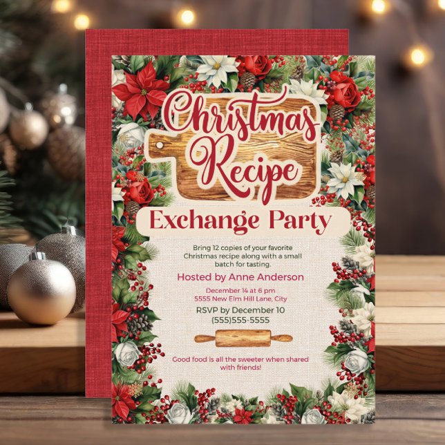 Julreceptutbytesfest  inbjudningar (Christmas Recipe Exchange party invitation)