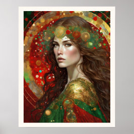 Julreflektioner Kvinna med Brown Hair Poster