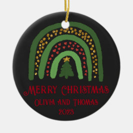 Julregnbåge glitter röd guld grönt julgransprydnad keramik