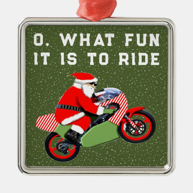 Julrelaterad motorcykelssamlarfigur julgransprydnad metall (Framsidan)