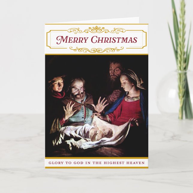 Julreligiös julkrubba kort (Framsida)