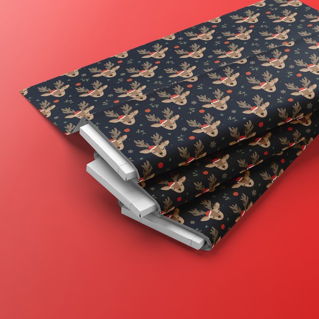 Julren Face Sömlöst Mönster | Svart Tyg (Skapare uppladdad)