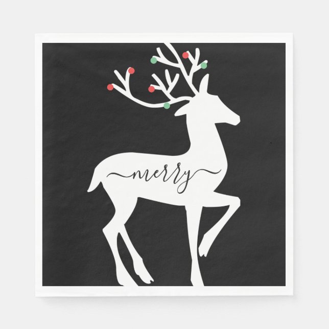 Julren Merry Svart Papper Pappersservett (Framsidan)