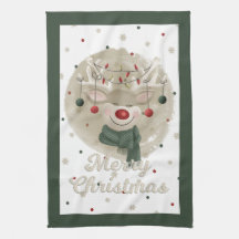 Julren Reindeer Tea Towel - Grönt