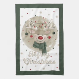 Julren Reindeer Tea Towel - Grönt Kökshandduk