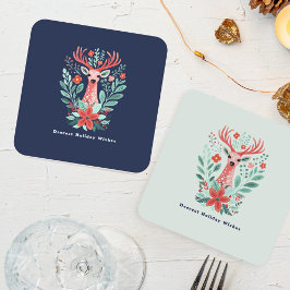 Julren Rener Blommigt Mint Helgdag Underlägg Papper Kvadrat