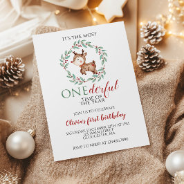 Julren Underbar Första Födelsedag Inbjudningar