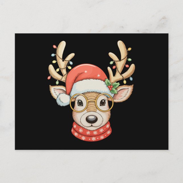 Julren Xmas Ljus Glasögon Tomte Hatt Helg Vykort (Framsida)